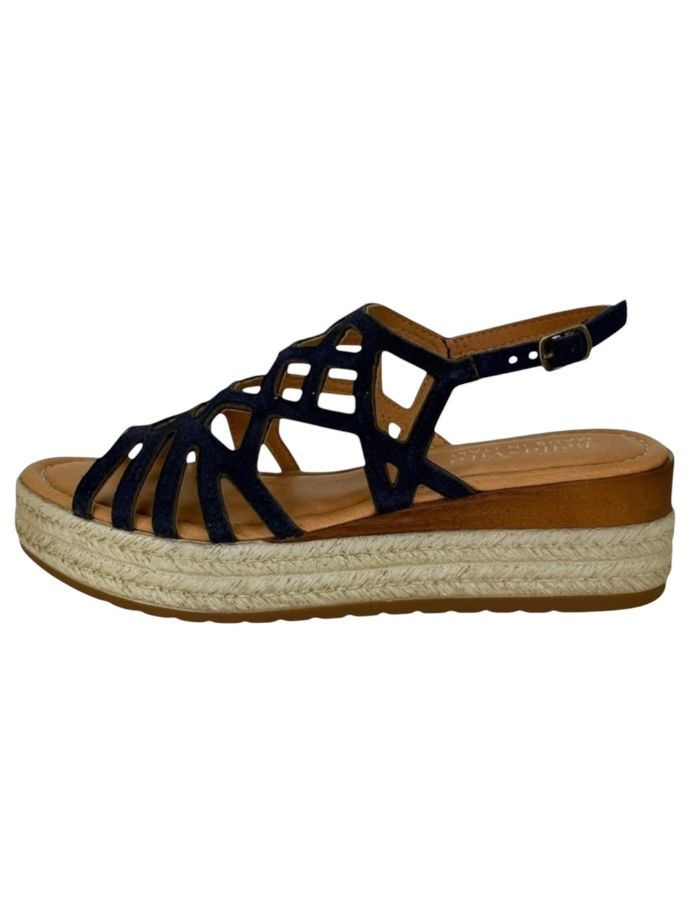 Bella Vita Zip-Italy Navy Leather Womens Wedge Sandals Size 12M - Picture 3 of 14